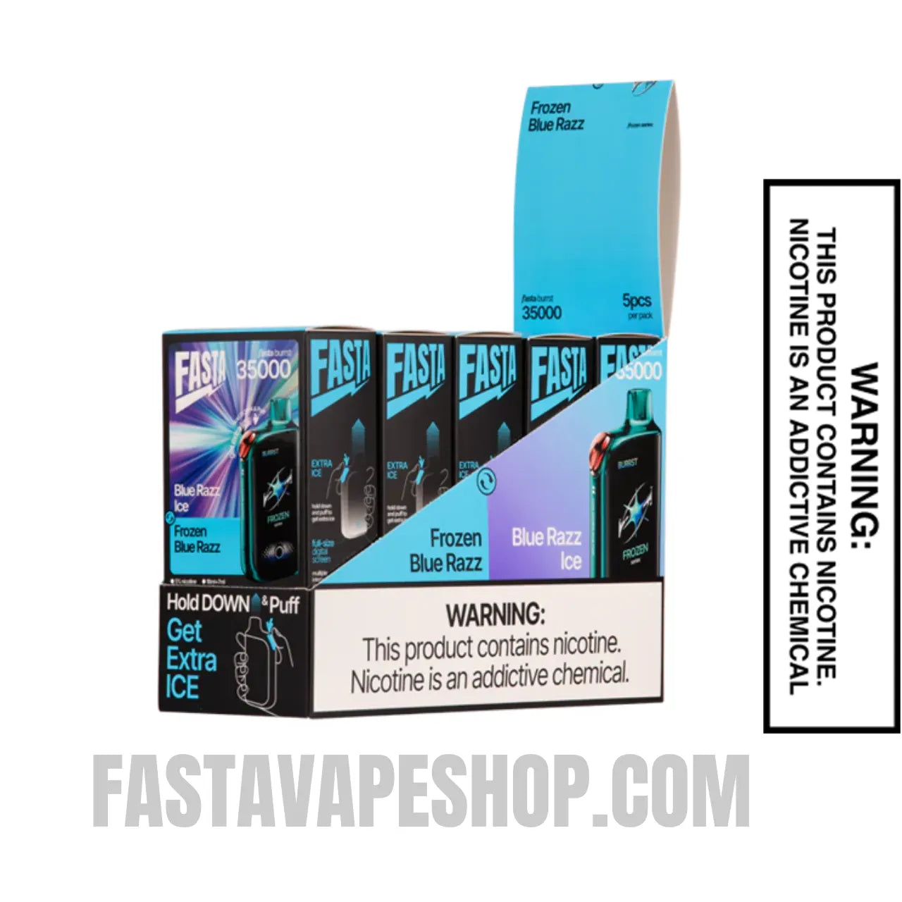 Blue Razz Ice / Frozen Blue Razz Fasta Burrst 35000 Vape With Bundle Box Blue Razz Ice / Frozen Blue Razz Fasta Burrst 35000 Vape With Bundle Box