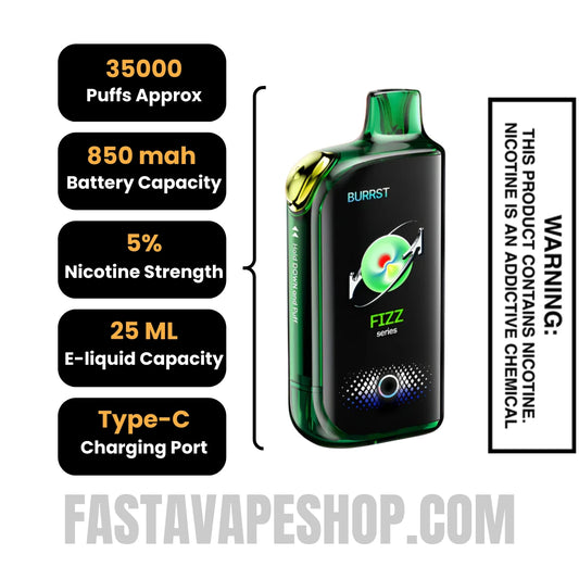 Lime Sparkle / Lime Sparkle Soda FASTA Burrst 35000 Vape Specifications Lime Sparkle / Lime Sparkle Soda FASTA Burrst 35000 Vape Specifications