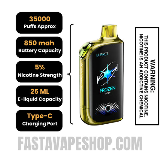 Mexico Mango / Frozen Mexico Mango Fasta Burrst 35000 Vape Specifications Mexico Mango / Frozen Mexico Mango Fasta Burrst 35000 Vape Specifications