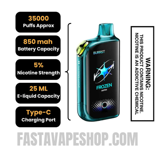 Miami Mint / Frozen Miami Mint Fasta Burrst 35000 Vape Specifications Miami Mint / Frozen Miami Mint Fasta Burrst 35000 Vape Specifications