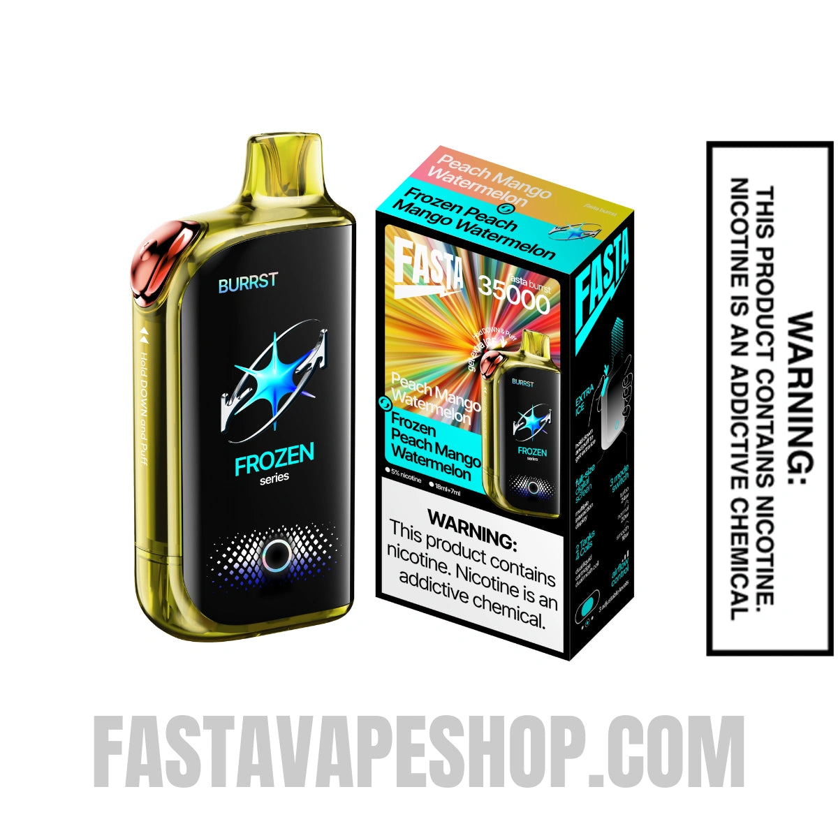 Peach Mango Watermelon / Frozen Peach Mango Watermelon Fasta Burrst 35000 Vape With Package Box Peach Mango Watermelon / Frozen Peach Mango Watermelon Fasta Burrst 35000 Vape With Package Box