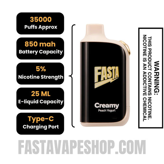 Creamy Peach Yogurt Fasta Burrst 35000 Creamy Edition Vape Specifications