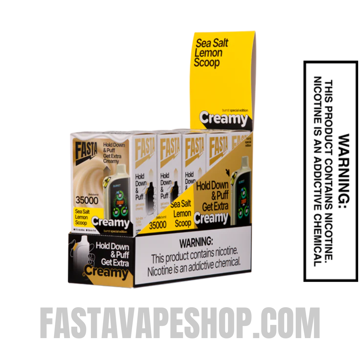 Creamy Sea Salt Lemon Scoop Fasta Burrst 35000 Creamy Edition Vape with bundle box