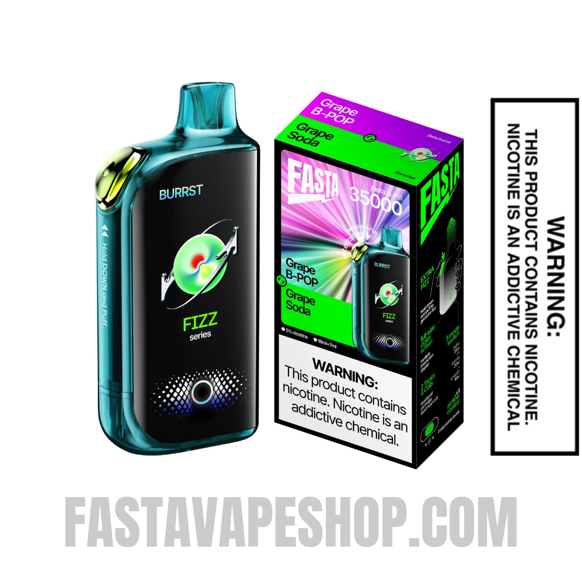 Grape B-Pop / Grape Soda Fasta Burrst 35000 Fizz Series Vape With Package Box