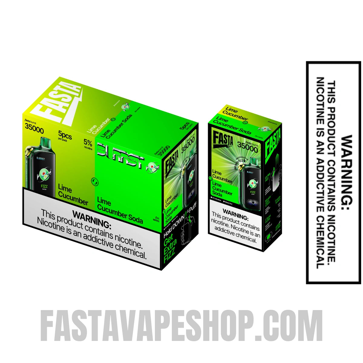 Lime Cucumber / Lime Cucumber Soda Fasta Burrst 35000 Fizz Series Vape with bundle box