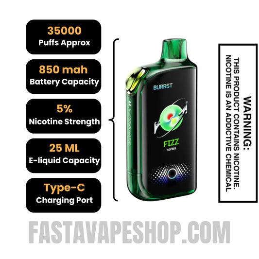 Matcha Cake / Matcha Frappuccino Fasta Burrst 35000 Fizz Series Vape Specifications