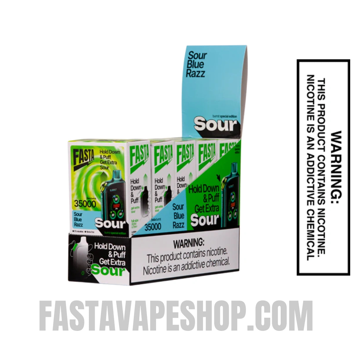 Sour Blue Razz Ice Fasta Burrst 35000 Sour Edition Vape with bundle box