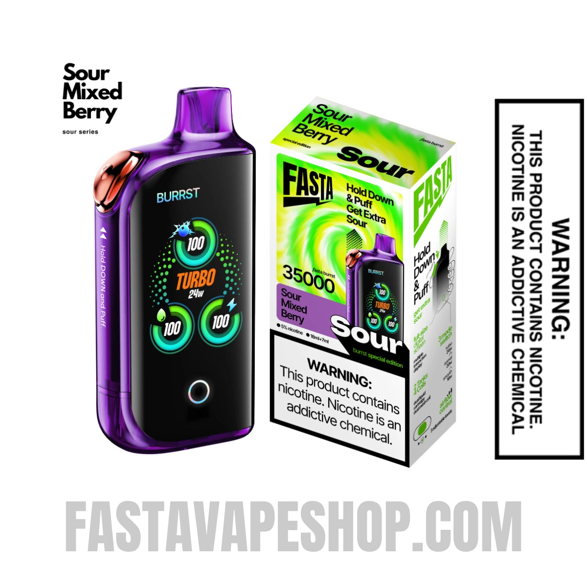 Sour Mixed Berry Fasta Burrst 35000 Sour Edition Vape With Package Box